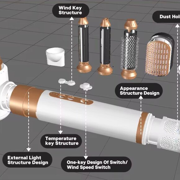 Professional ionic Hair Dryer Brush-Air Styler - 7-in-1 - 1400Watts - Picture 11 of 14